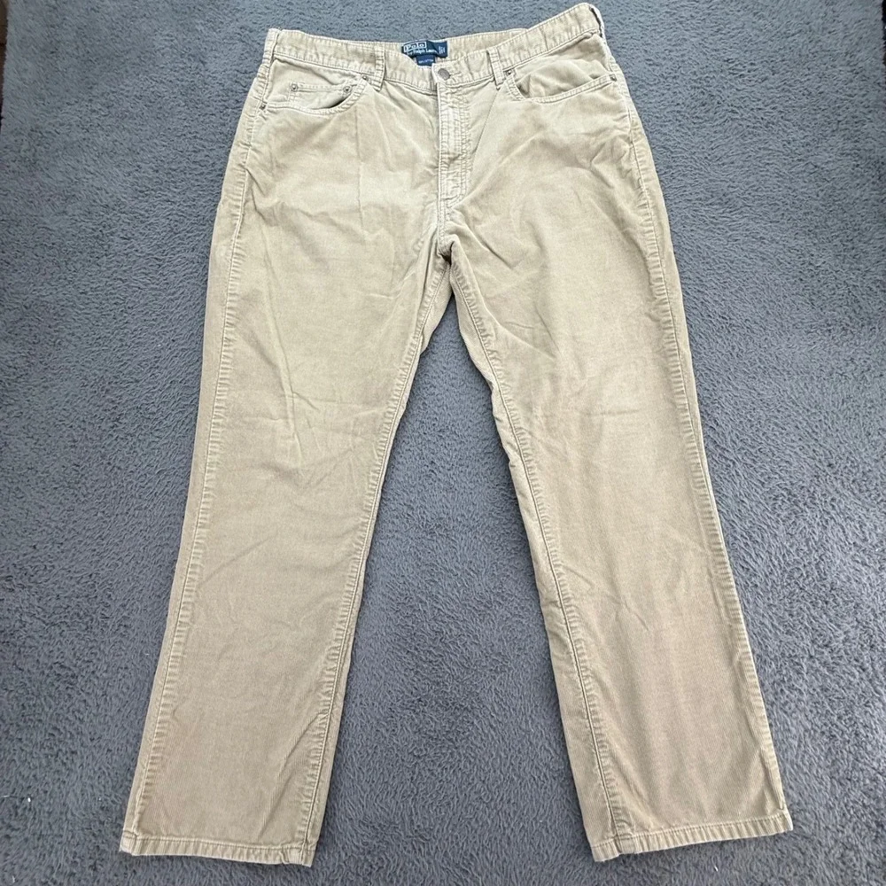 Polo Ralph Lauren‎ Mens Tan Corduroy Pants Straight Fit Size 38x30
